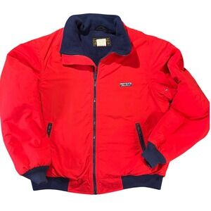 VTG Eddie Bauer Mens Medium Red Fleece Lined Zip Up Jacket Expedition Outfitters